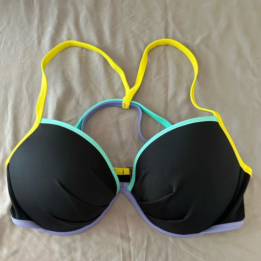 NWOT Victoria’s Secret The Fabulous strappy push-up swimsuit bikini top 36DD - Picture 1 of 5